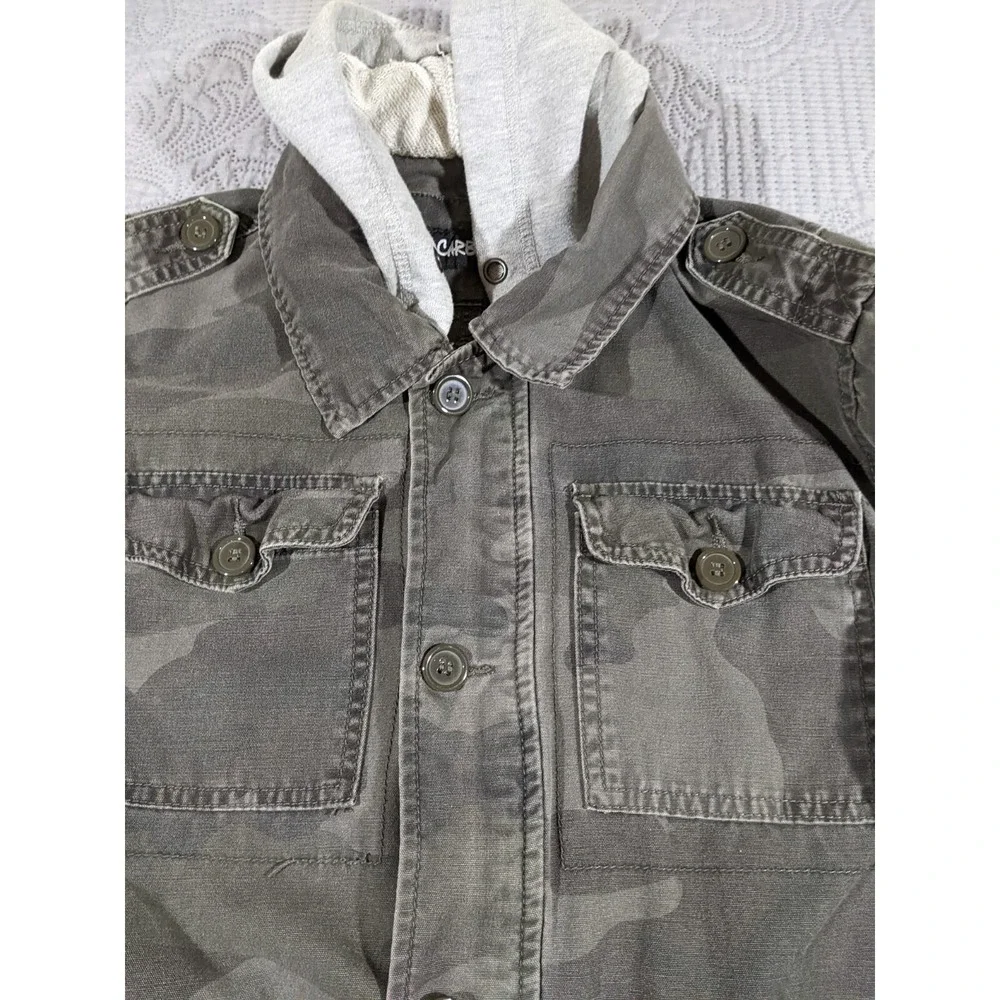 Carbon Full Zip Up Camo With Hood Men's Medium Camouflage Jacket Hoodie Y2K